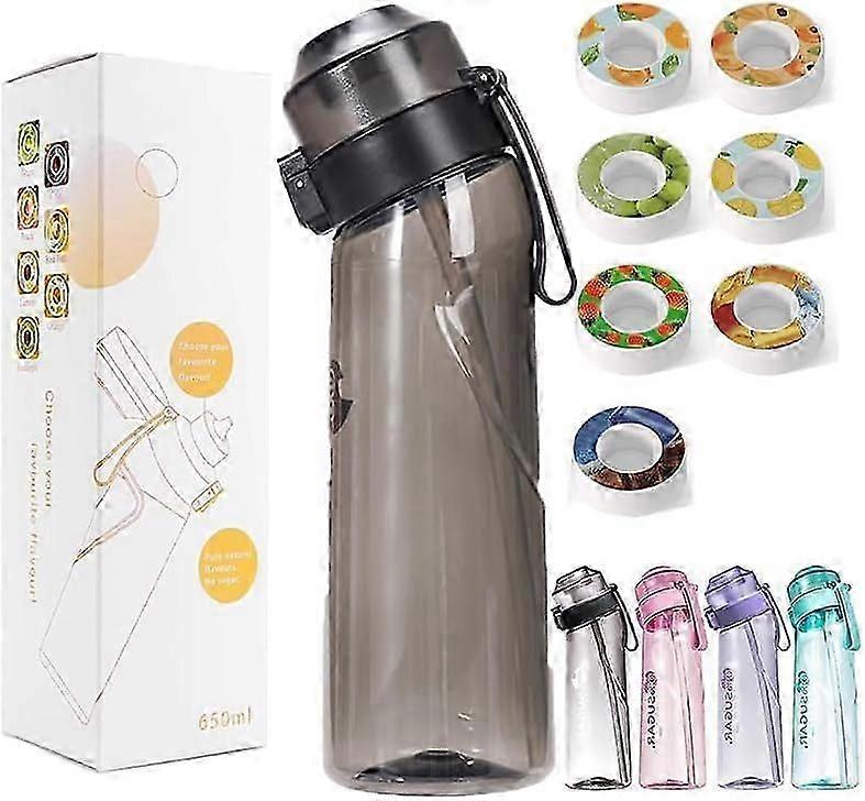 Butelka na wodę powietrzną z 7 kapsułkami smakowymi, bez BPA i szczelna 0 cukru 0 kalorii, 650 ml Nowa butelka na wodę o zapachu owoców z 7 kapsułkami smakowymi