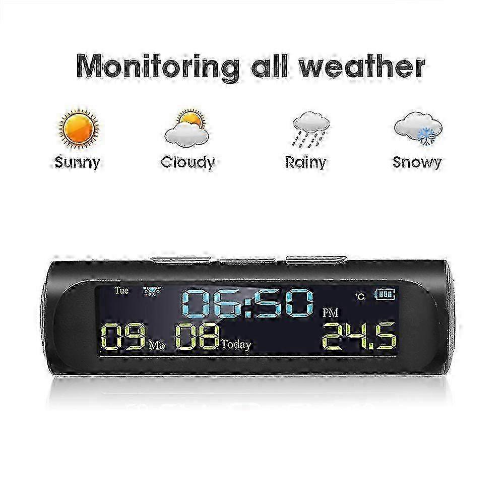 Car Solar Digital Clock with LCD Time Date In-Car Temperature Display for Outdoor Personal Car Part Decoration A Edition 2025