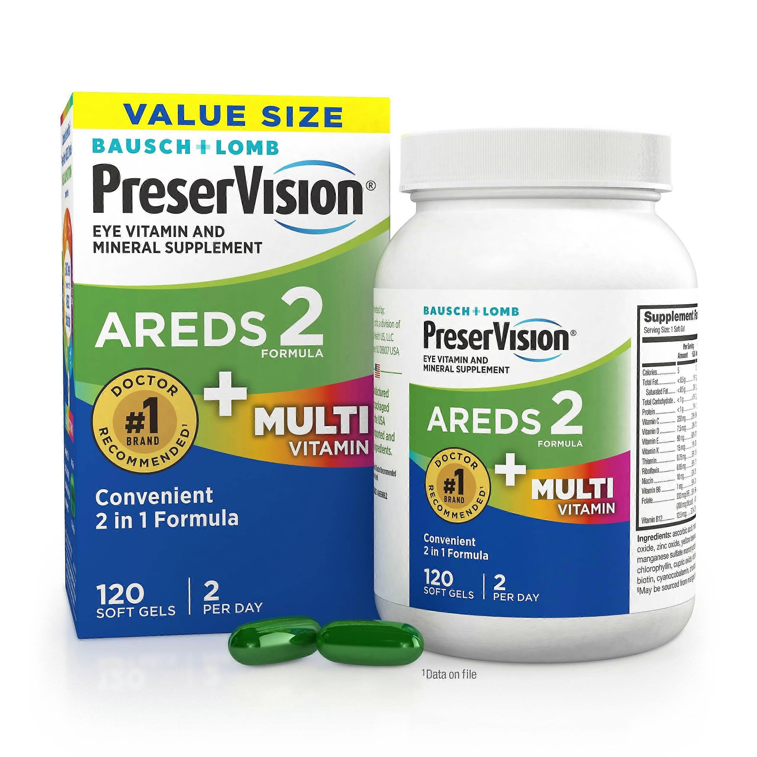Preservision Areds 2 Formula Plus كبسولات هلامية متعددة الفيتامينات، 120 EA