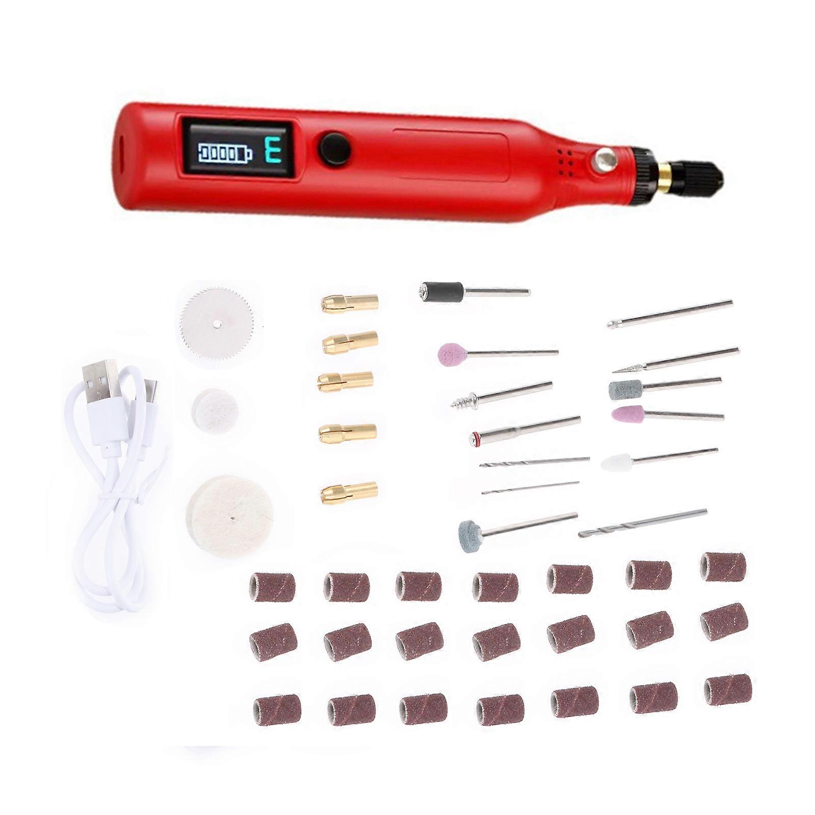 Portable Digital Engraving Tool Set with Digital Readout for Craftsmen Woodworking Metal Polishing Carving Model Making  Red