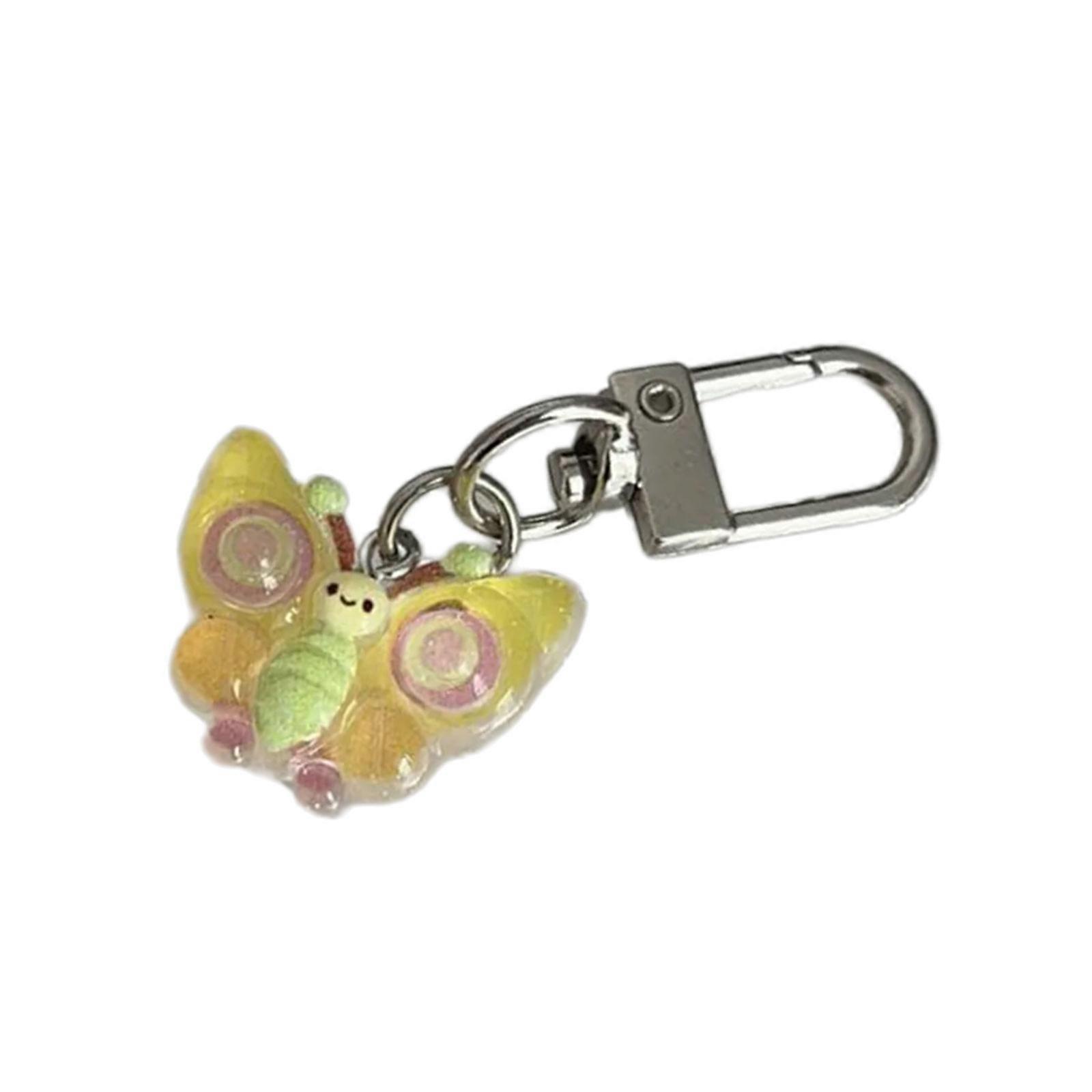 Charm Resin Butterfly Keychain With Smiling Face Vibranting Designs Versatile Bag Charm for Teens Couples Friend  Yellow