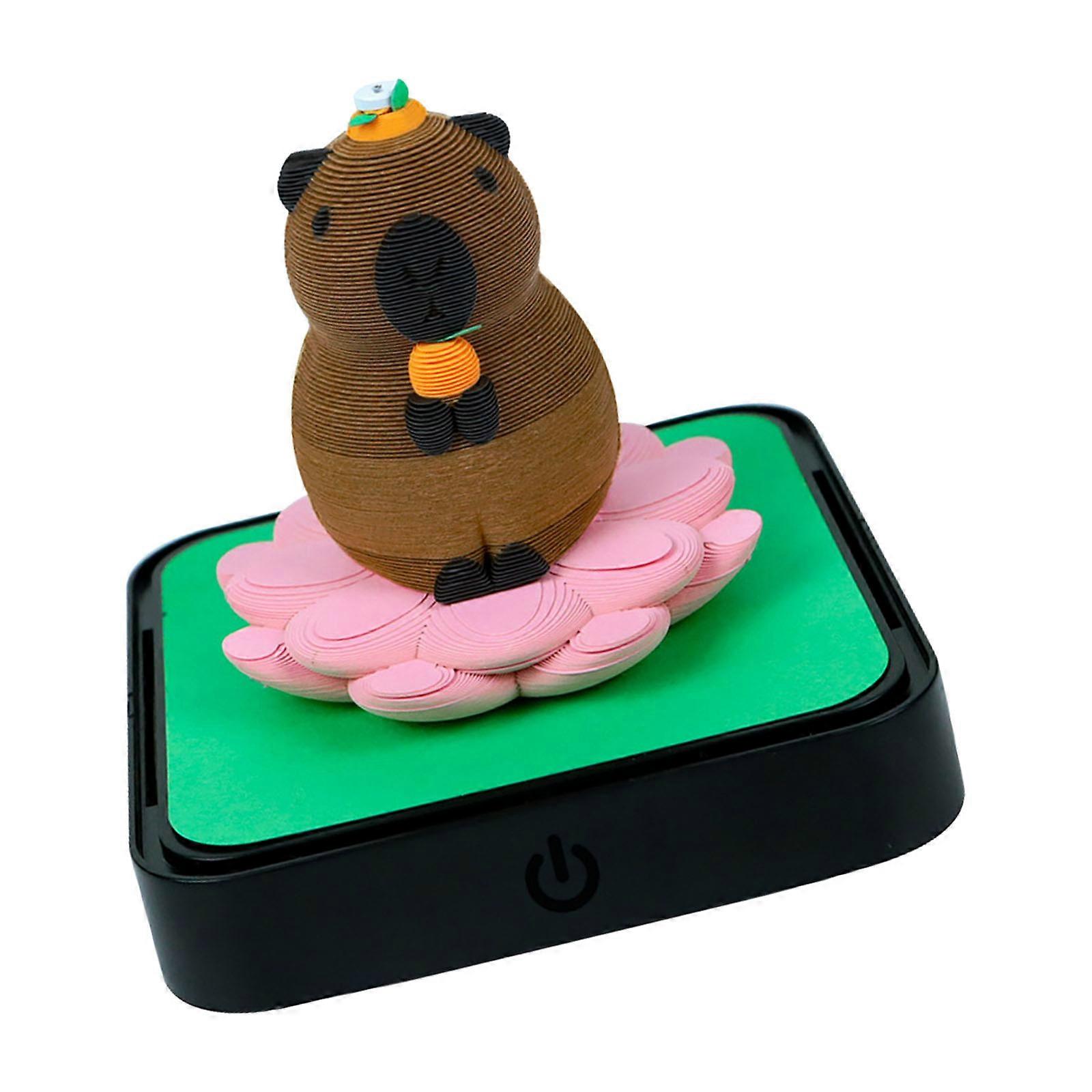 2026 Capybara shape Tear Off Calendar Pad With Illuminated Acrylic Stand Desk Accessory Multicolor