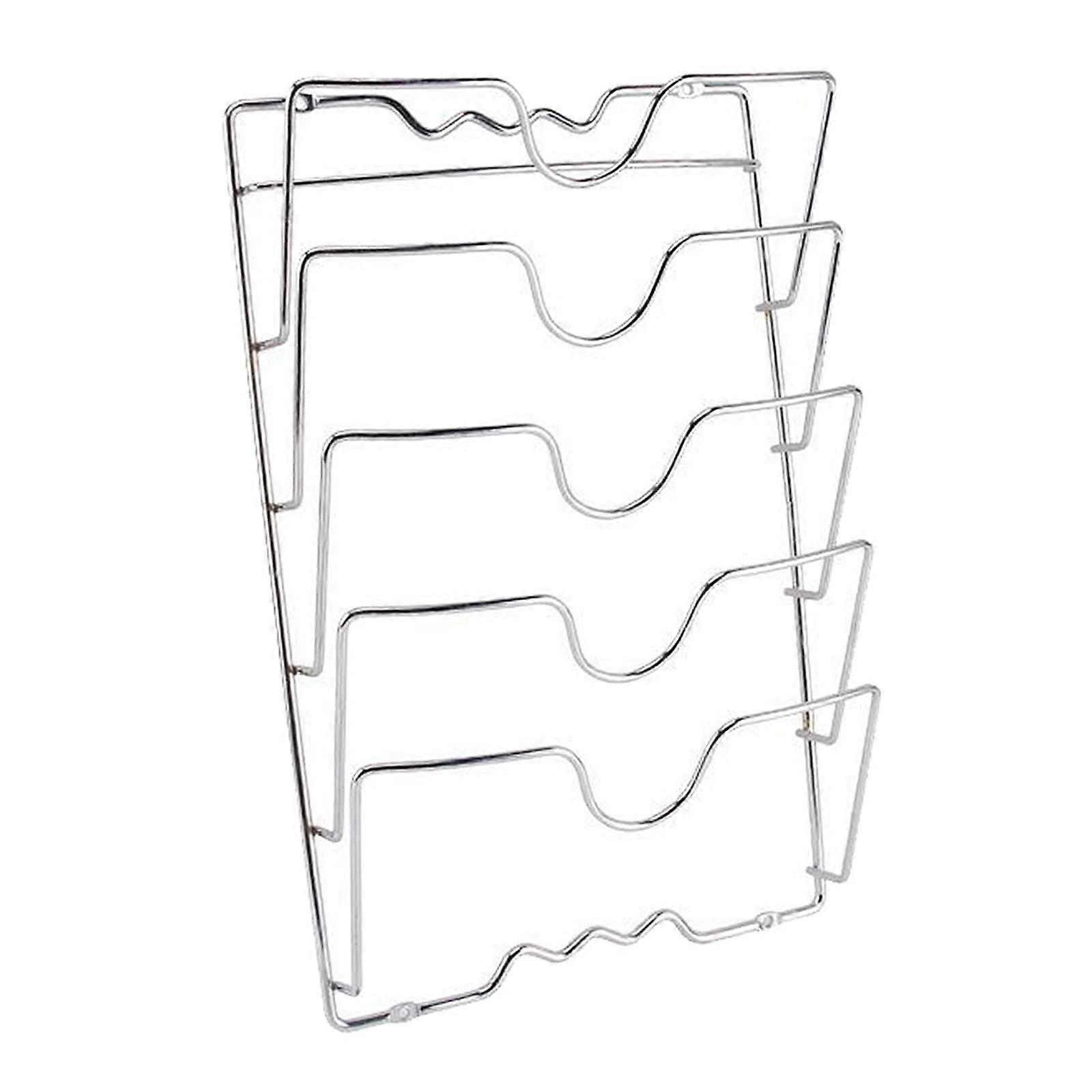 5 Tier Pot Pan Lid Organizer Rack for Kitchen Cabinet Countertop Storage