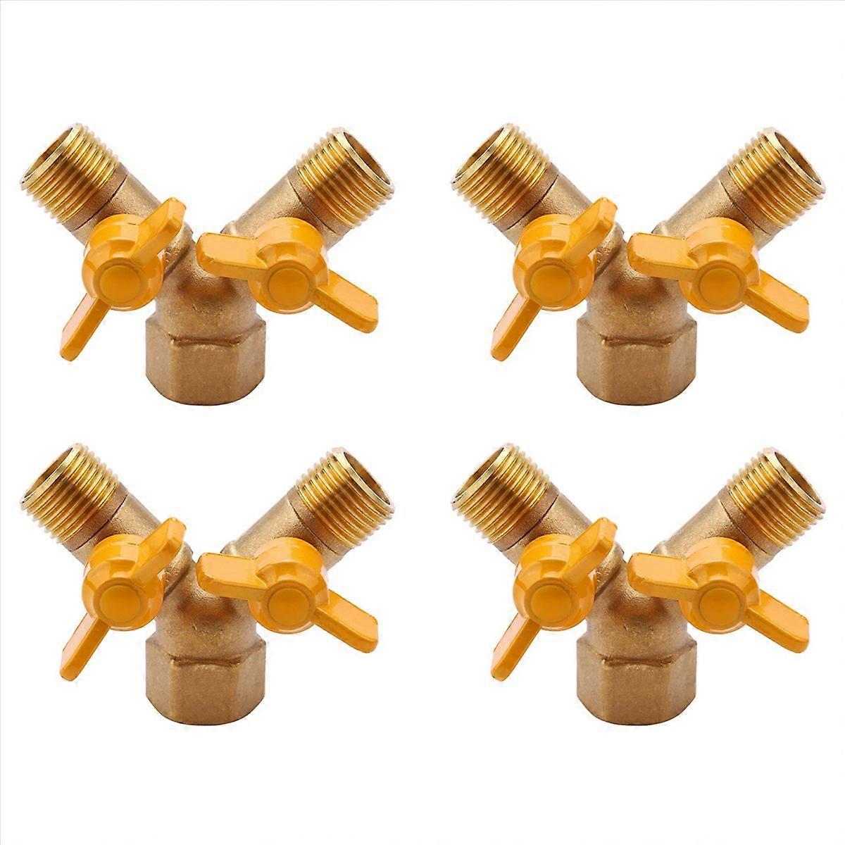 4X 2 Way 1/2 Inch Faucet Adapter Outside Garden Irrigation Tap Adapter and Hose Divider
