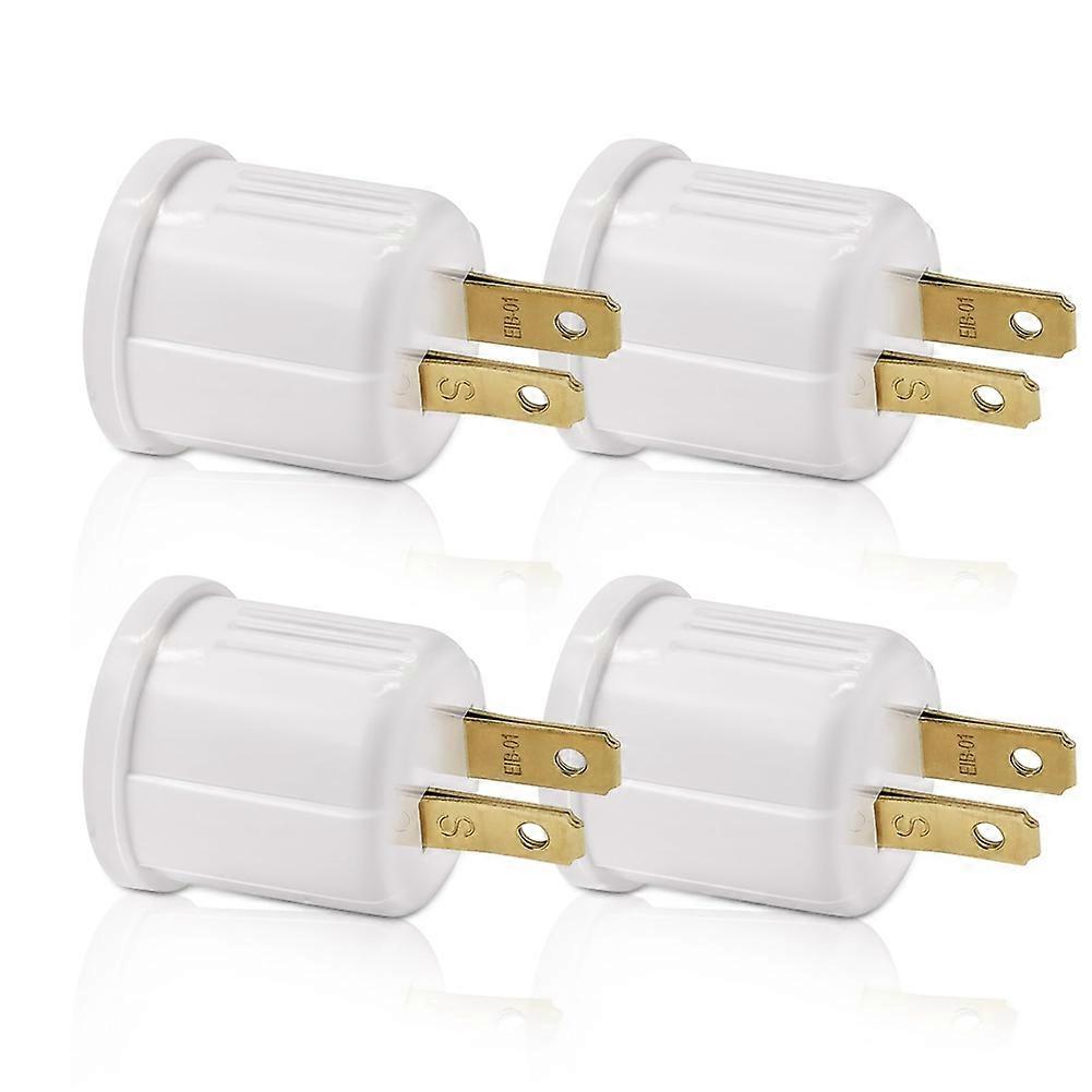 Outlet to Socket Adapter,Convert Outlet to Light Bulb Socket, Polarized 2-Prong Outlet to E26 Screw Base 4Pack US PLUG