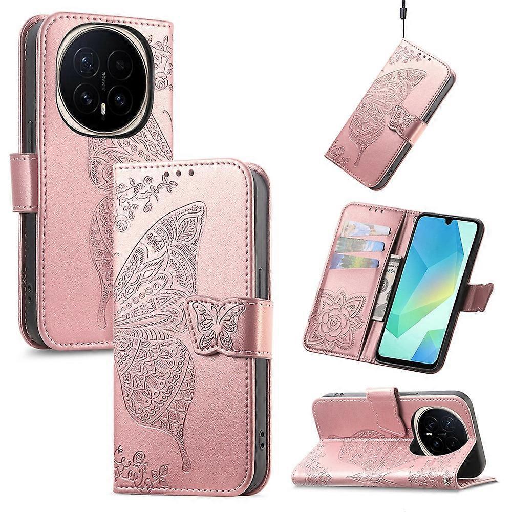 Compatible For Honor Magic8 Pro 5G Case with Strap Butterfly Pattern PU Leather Wallet Phone Cover