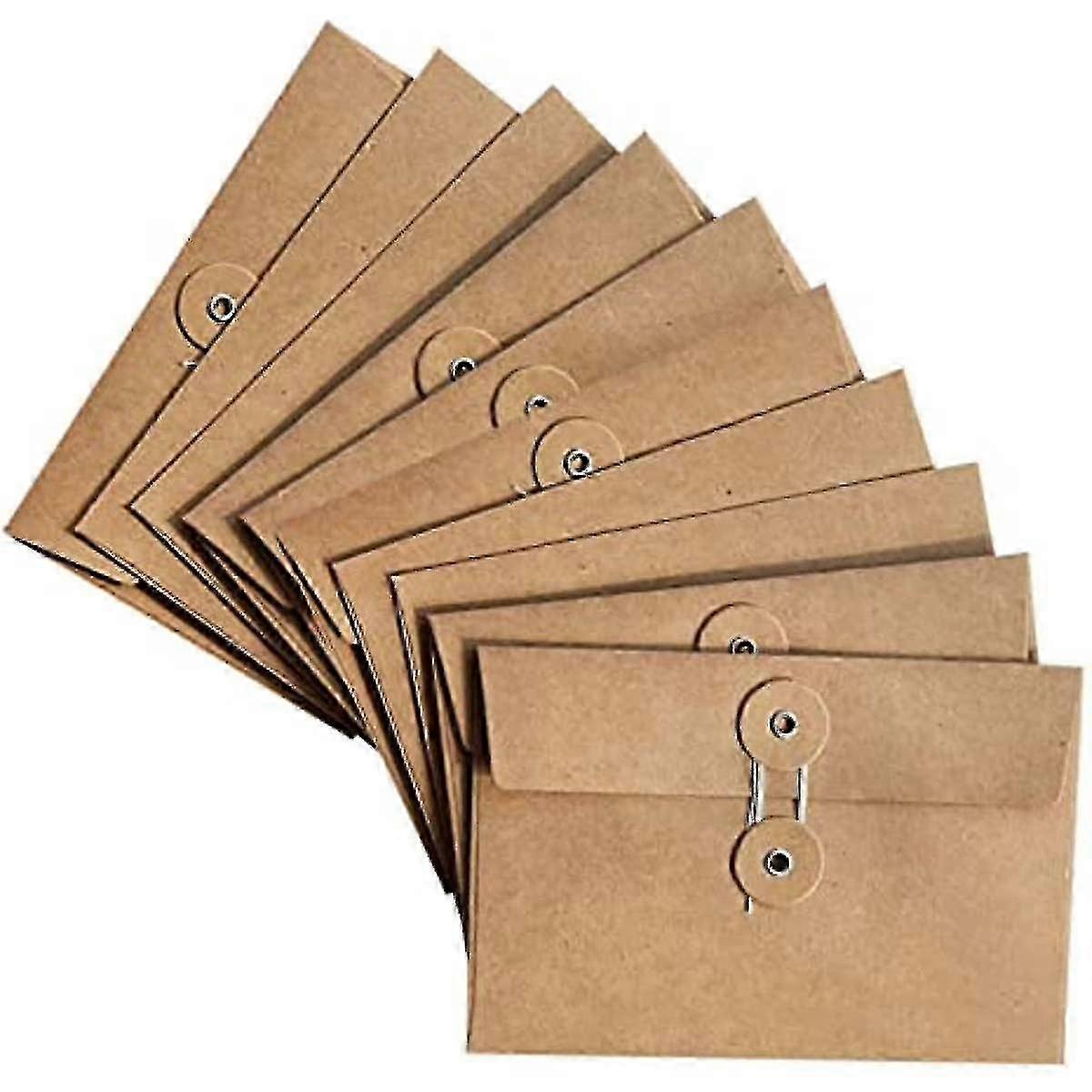 10 pcs vintage kraft envelopes for mail and invitation with button closure