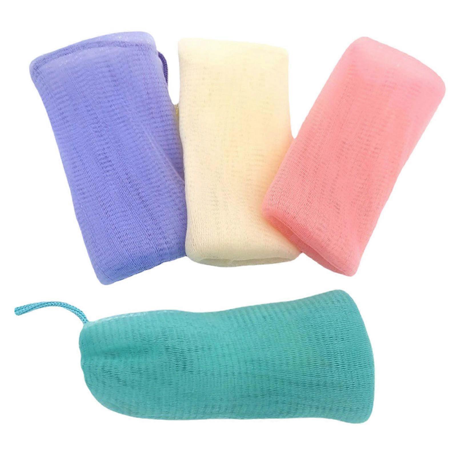 Exfoliating Soap Pouch Mesh Soap Bag for Home Use 4Pcs Assorted Color