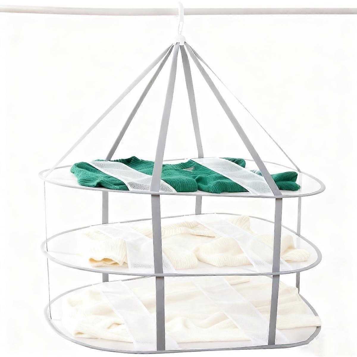 Large Sweater Drying Rack 3 Tier Foldable Mesh Shelf for Delicates Swimwear 24x30in 1 Pack