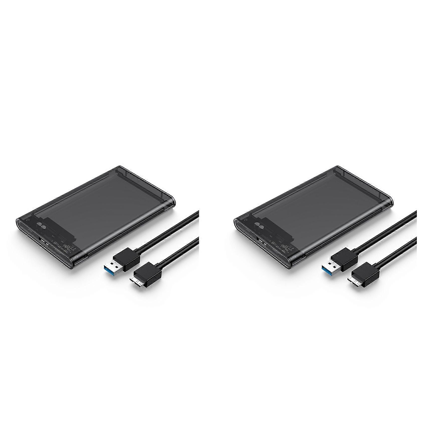 2X Transparent Gray HDD Case for Hard Box 2.5 Inch HDD Enclosure SATA to USB 3.0 Type-C 3.1 External Hard Drive Case