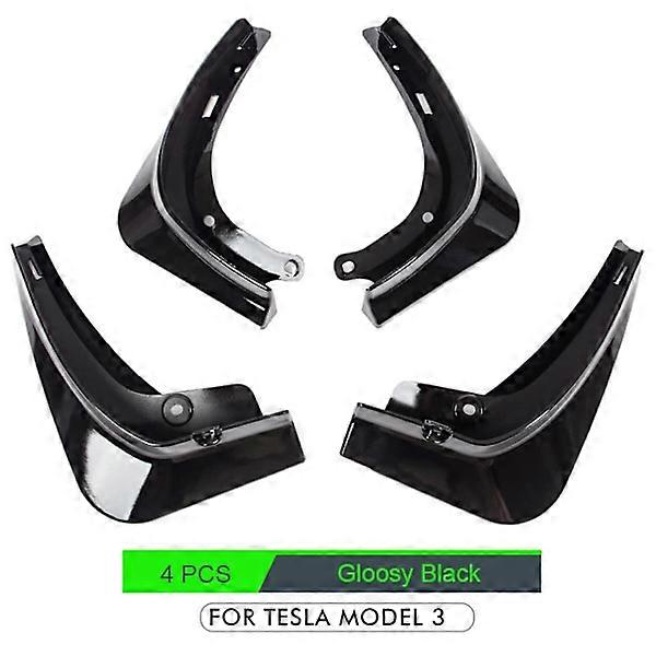 pcs Mudguards for Tesla Model 3 Front Rear Mudguard Fender Kit Bright black Model 3