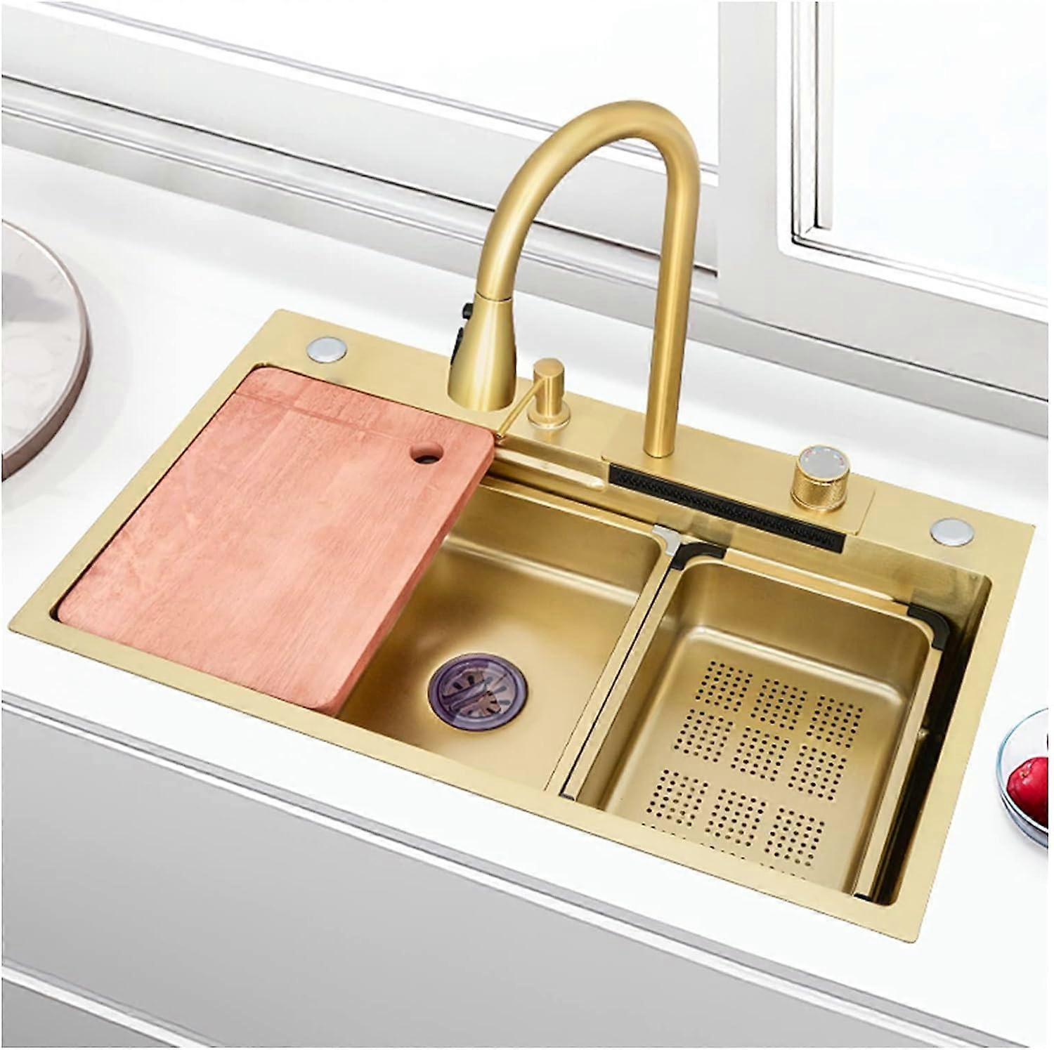 304 Stainless Steel Undermount Kitchen Sink with Faucet, Deep Single Bowl, Rustproof NANOcoated Surface
