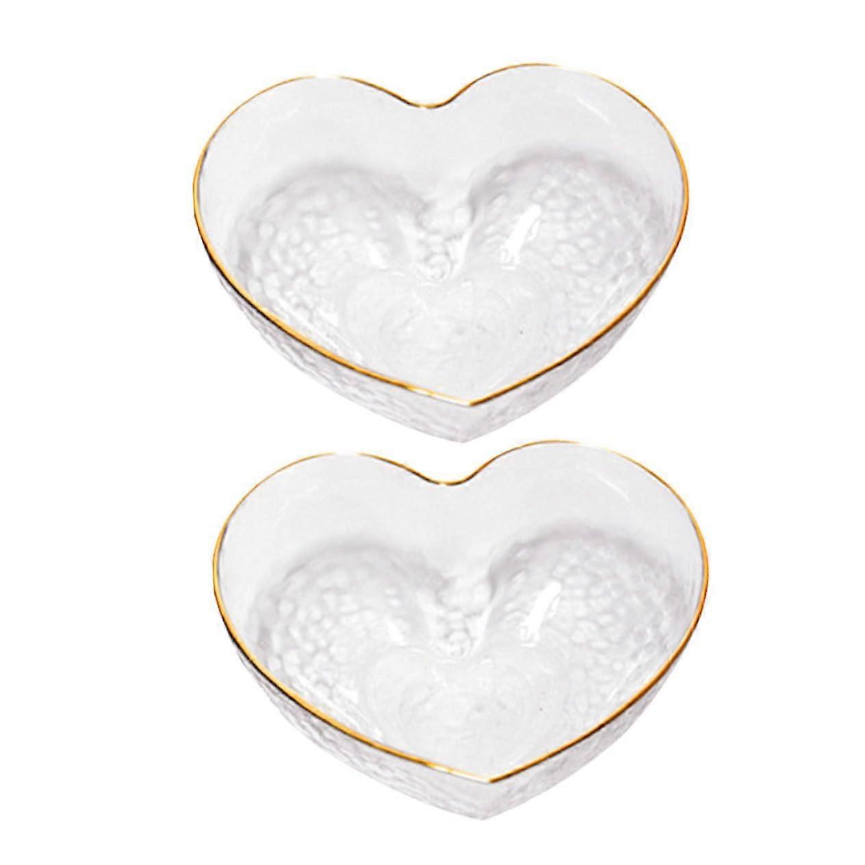 2pcs Heart Shaped Glass Dessert Bowls Elegant MultiPurpose Fruit and Salad Serving Set