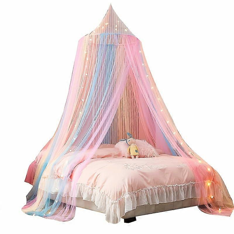 Full Queen Size Mosquito Net Bed Canopy with Breathable Dome Design, Boho Princess Style for Girls