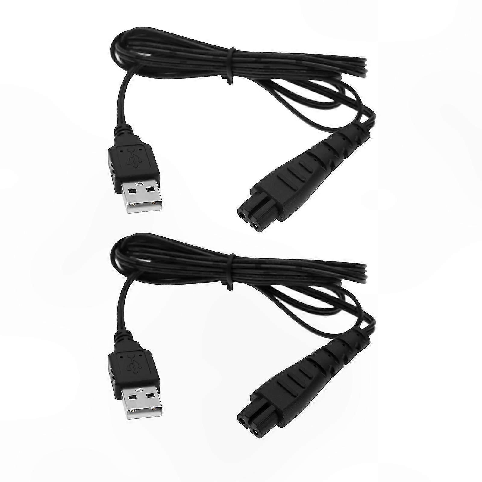 2-Pack Replacement Charging Cable for Electric Razors and Trimmers-Compatible with Multiple Models-PVC Durability