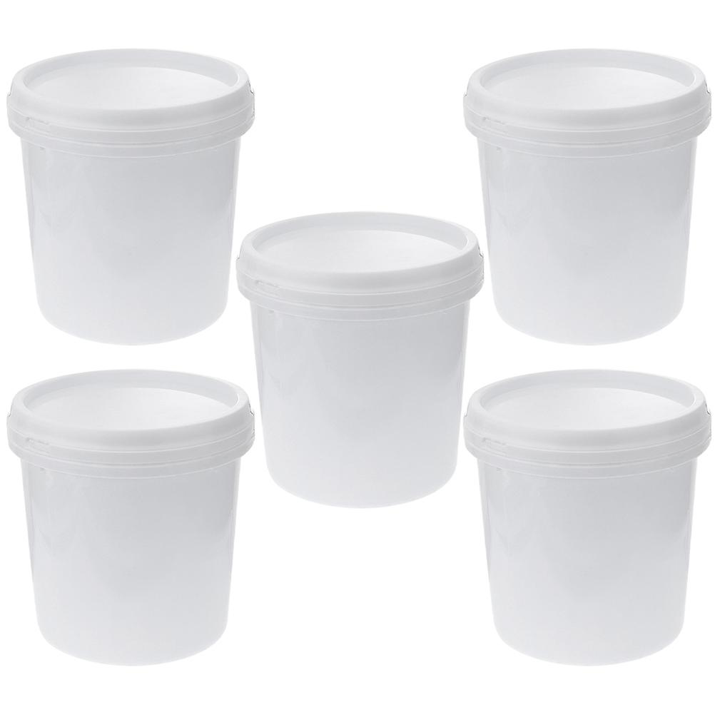 دلو بلاستيكي 5 قطع مع مقبض دلو ماء دلو غسيل دلو محمول بغطاء للمزرعة 1 لتر