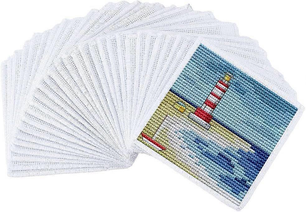 30 Pcs Blank Embroidery Bookmarks 14 Count Cotton Fabric Book Marker Stitch with Embroidery Edge DIY Bookmark for Stitch Project