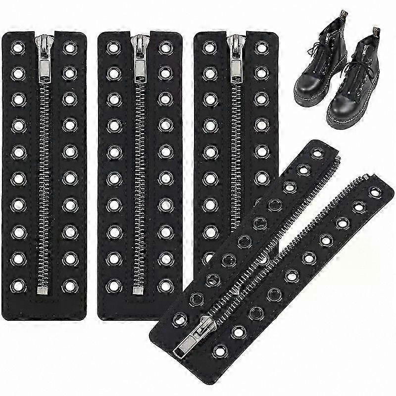 Leather Boot Zipper Inserts with Eyelets for Men - 2 Pairs of No Tie Laces for 10-Hole Boots