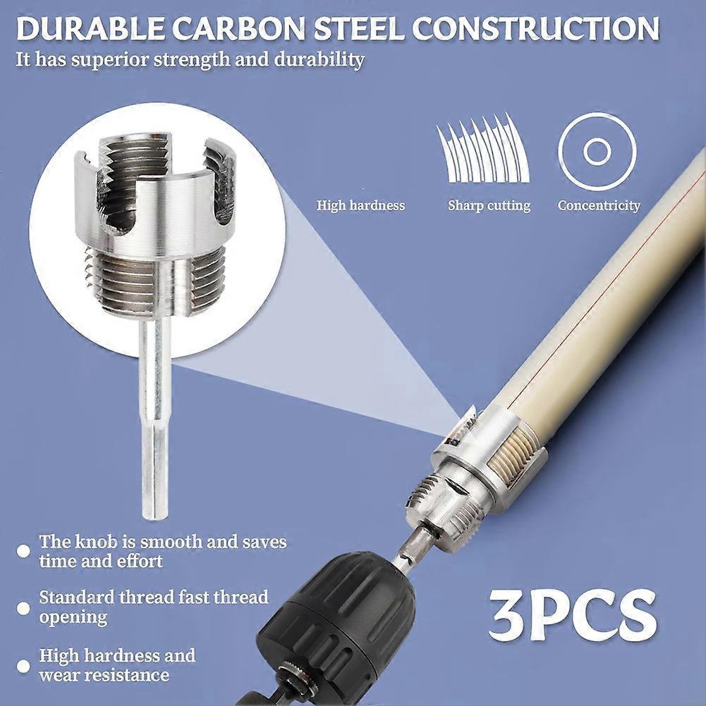 3 Pcs Integrated Internal & External Pipe Threading Tool Dual-Function Pipe Thread Cutting Tool for 1/2" & 3/4"& 1" PVC