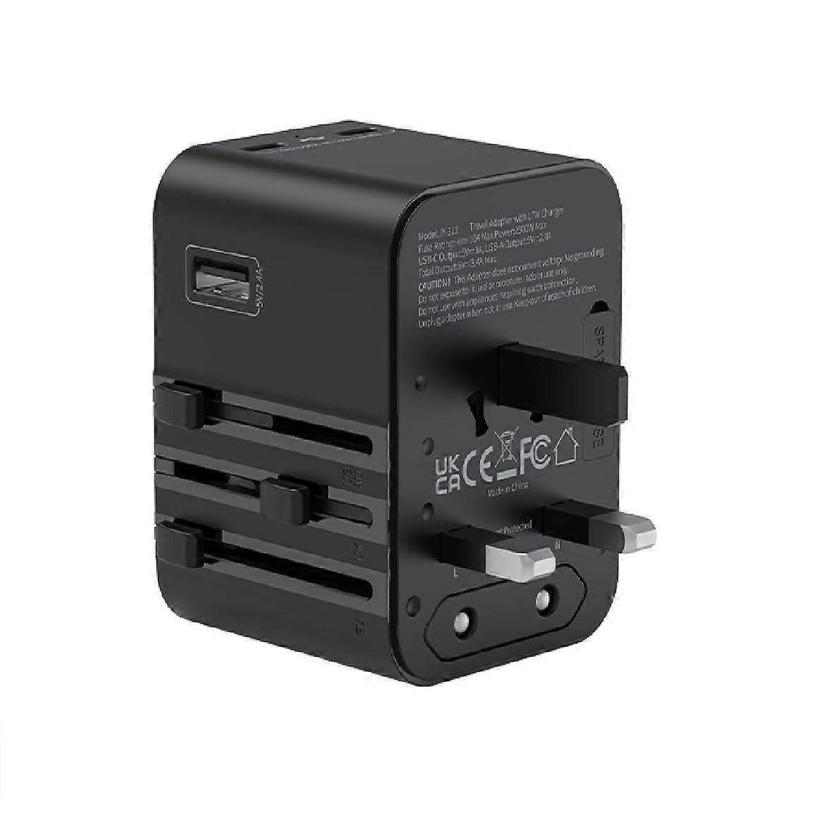 Universal Travel Adapter with USB C, Worldwide Plug Compatibility, Fast Charging for 200+ Countries