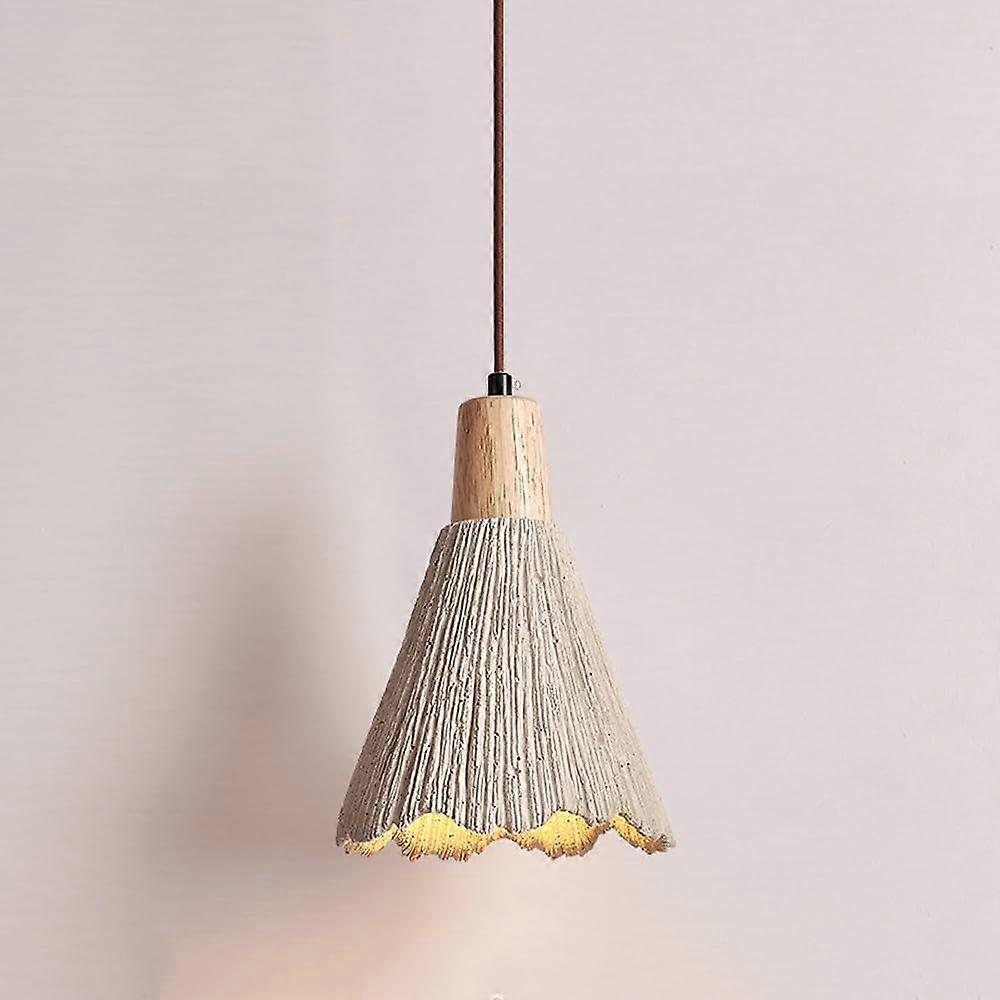 Cement Pendant Lamp Japanese Style, Adjustable Cord, E27 Socket, Beige A, Wood Kitchen Island Lighting