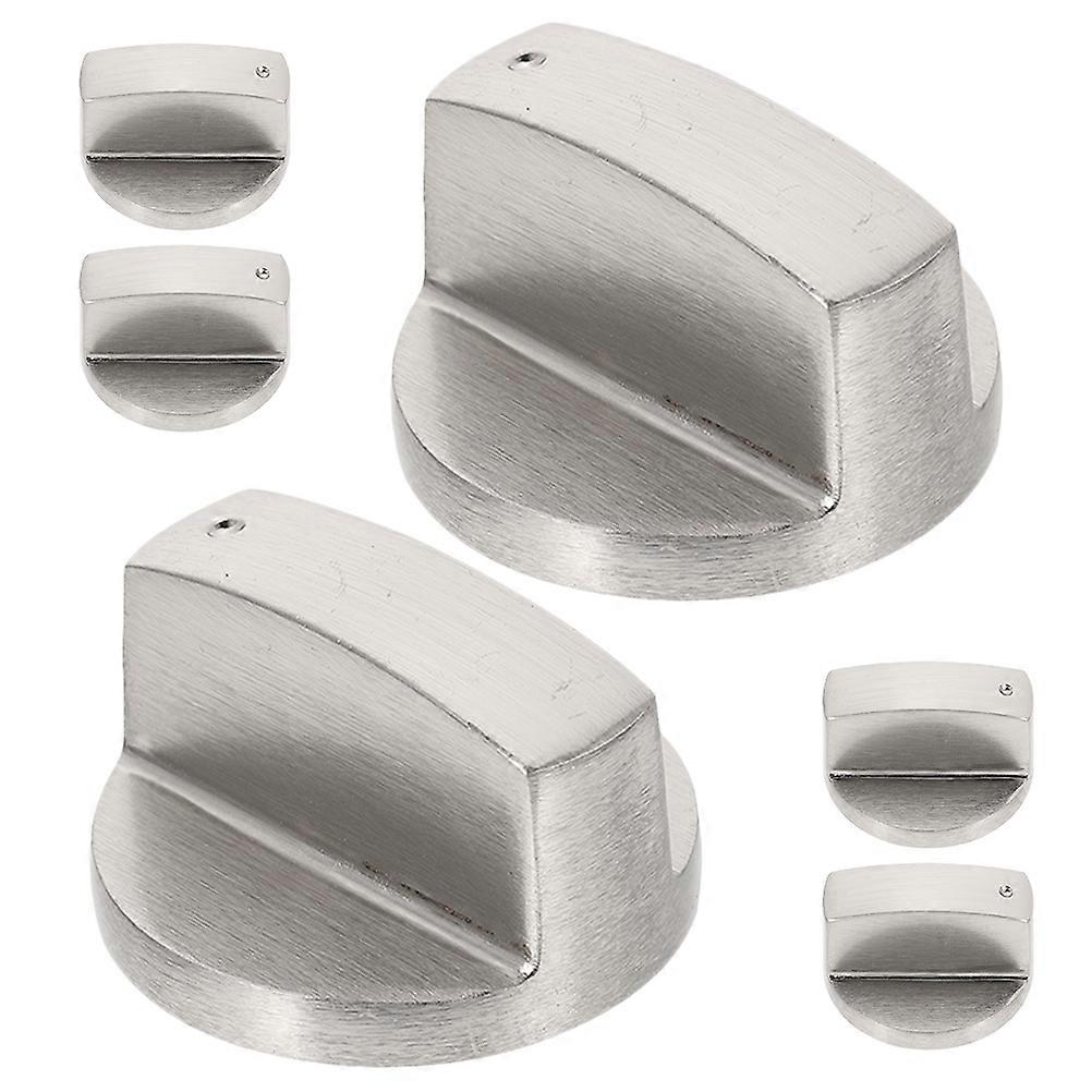 Gas Stove Knobs Precision Control Replacement 6Pcs Zinc Alloy Silver Set
