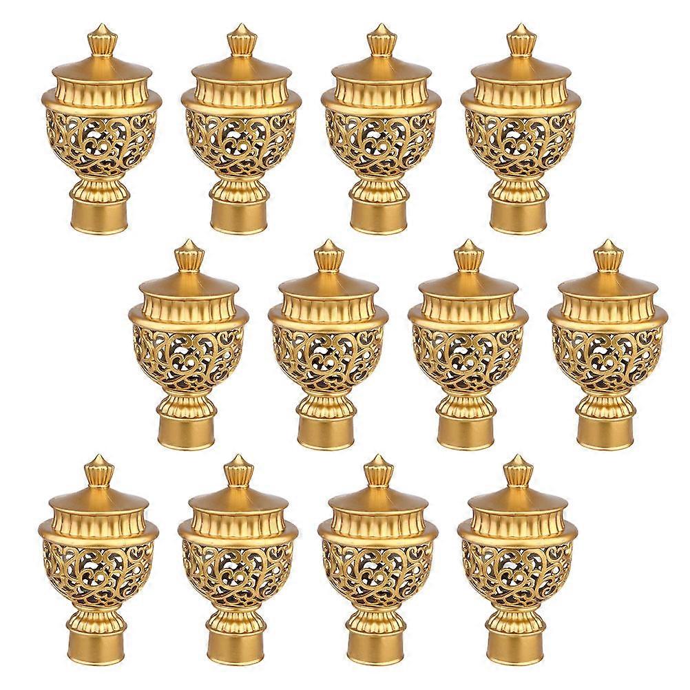 Golden Curtain Pole Finials Plastic Decorative Ends 12Pcs Set