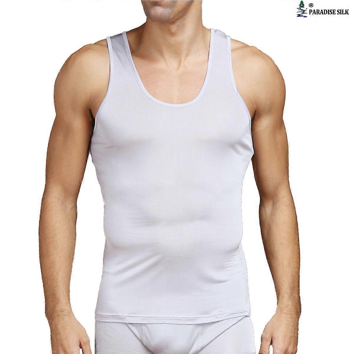 Pure Silk Knit Mens Tank Top Solid US S M L