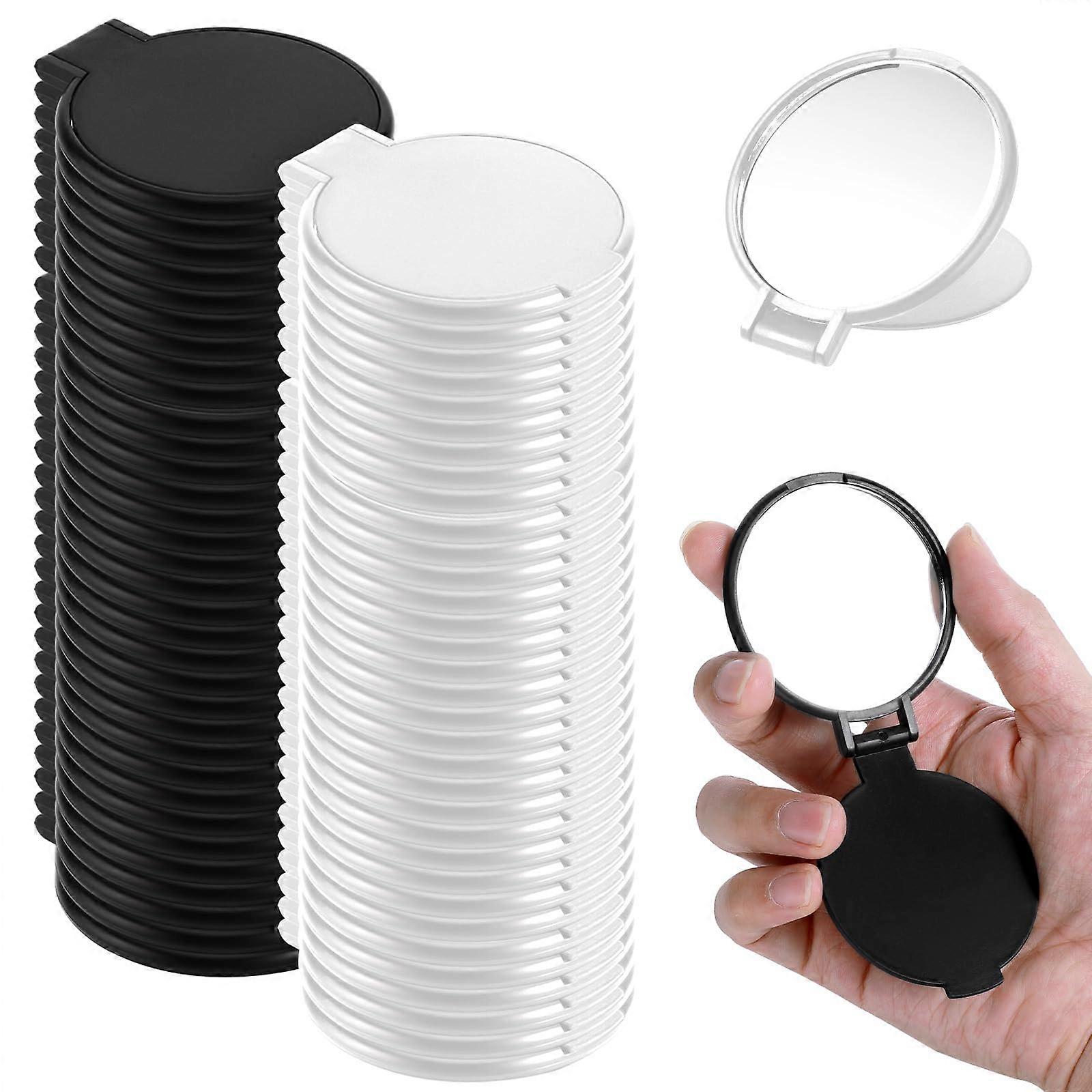 100 Pcs Compact Mirrors for Purse Mini Folding Pocket Makeup Mirror Set Black and White