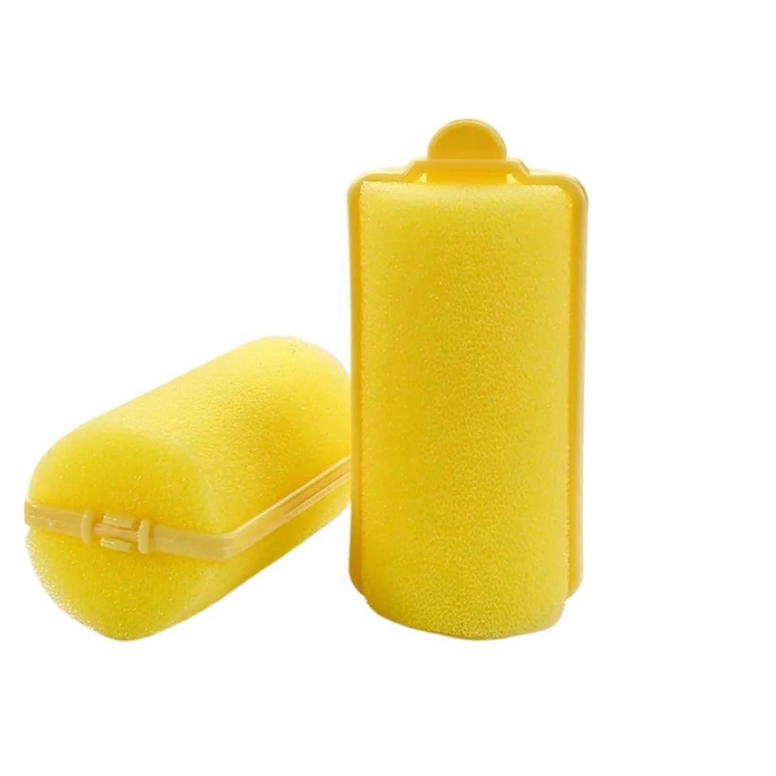 12pcs Heatless Foam Hair Curlers Soft Sponge Rollers for All Hair Types Overnight Styling Yellow 3.6cm