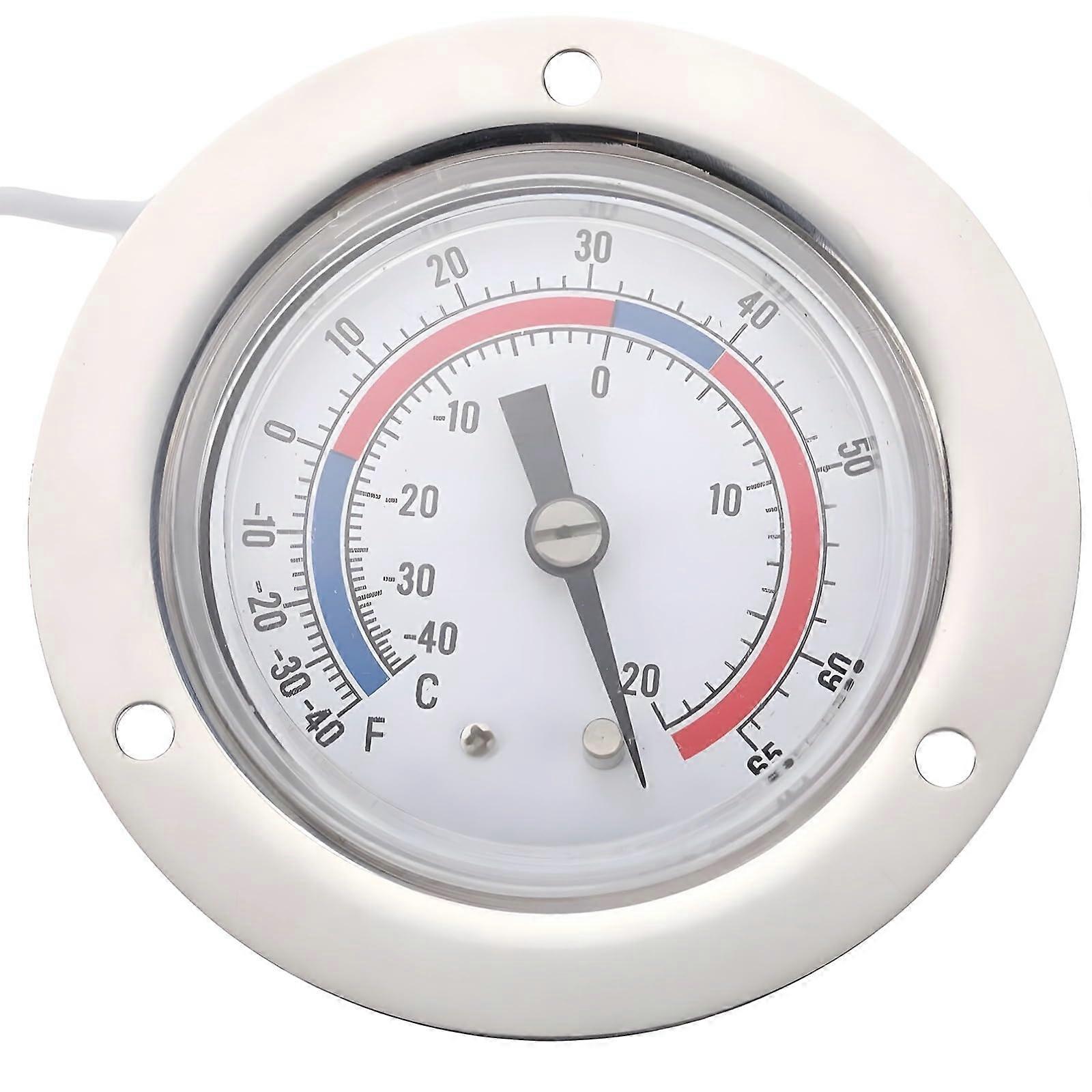 Analog Panel Thermometer Dual Scale Celsius Fahrenheit Stainless Steel Front Flange Mount