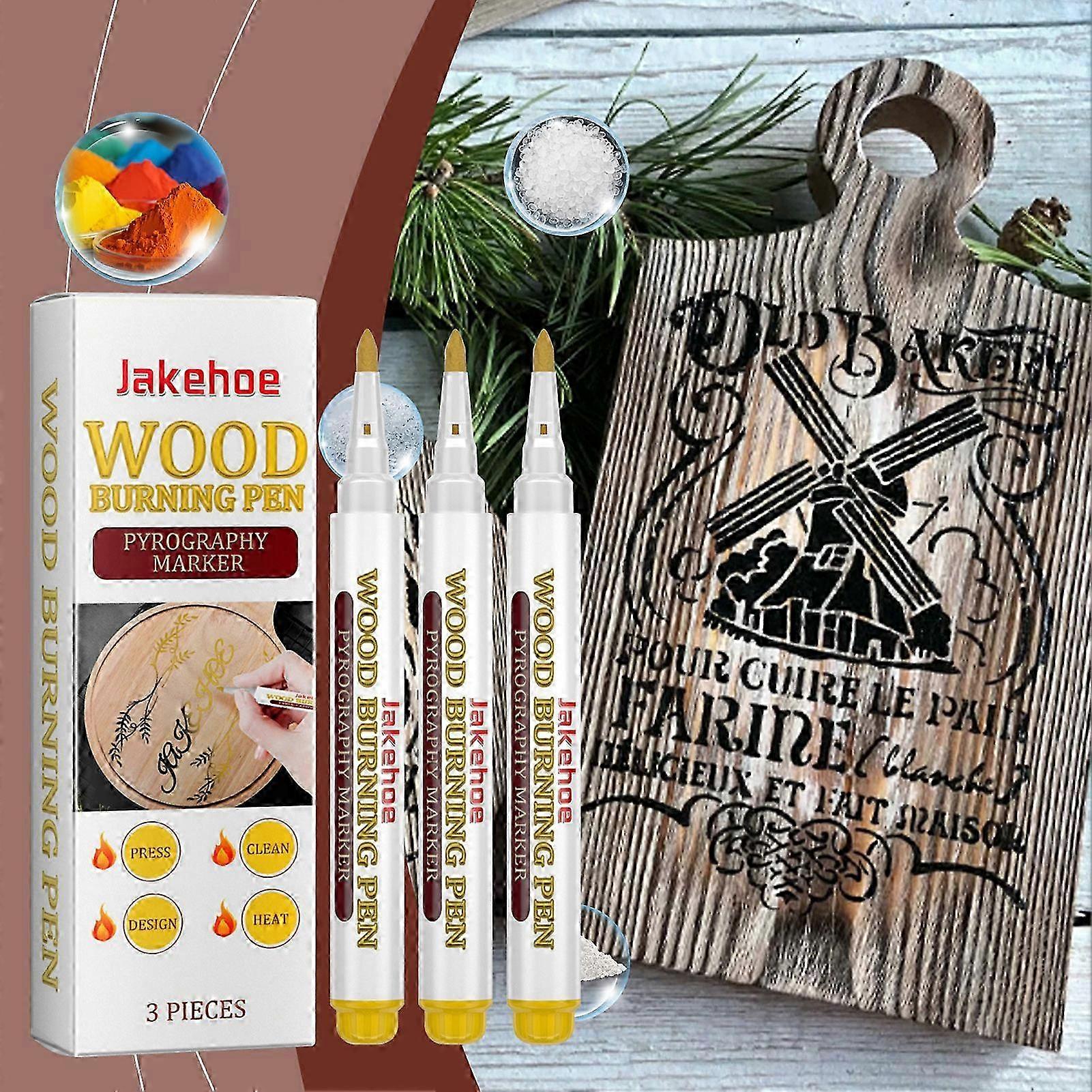 3 Pcs Wood Burning Pen, Easy-use Woodburning Marker Suitable for Artists and Beginners in DIY Wooded Projects