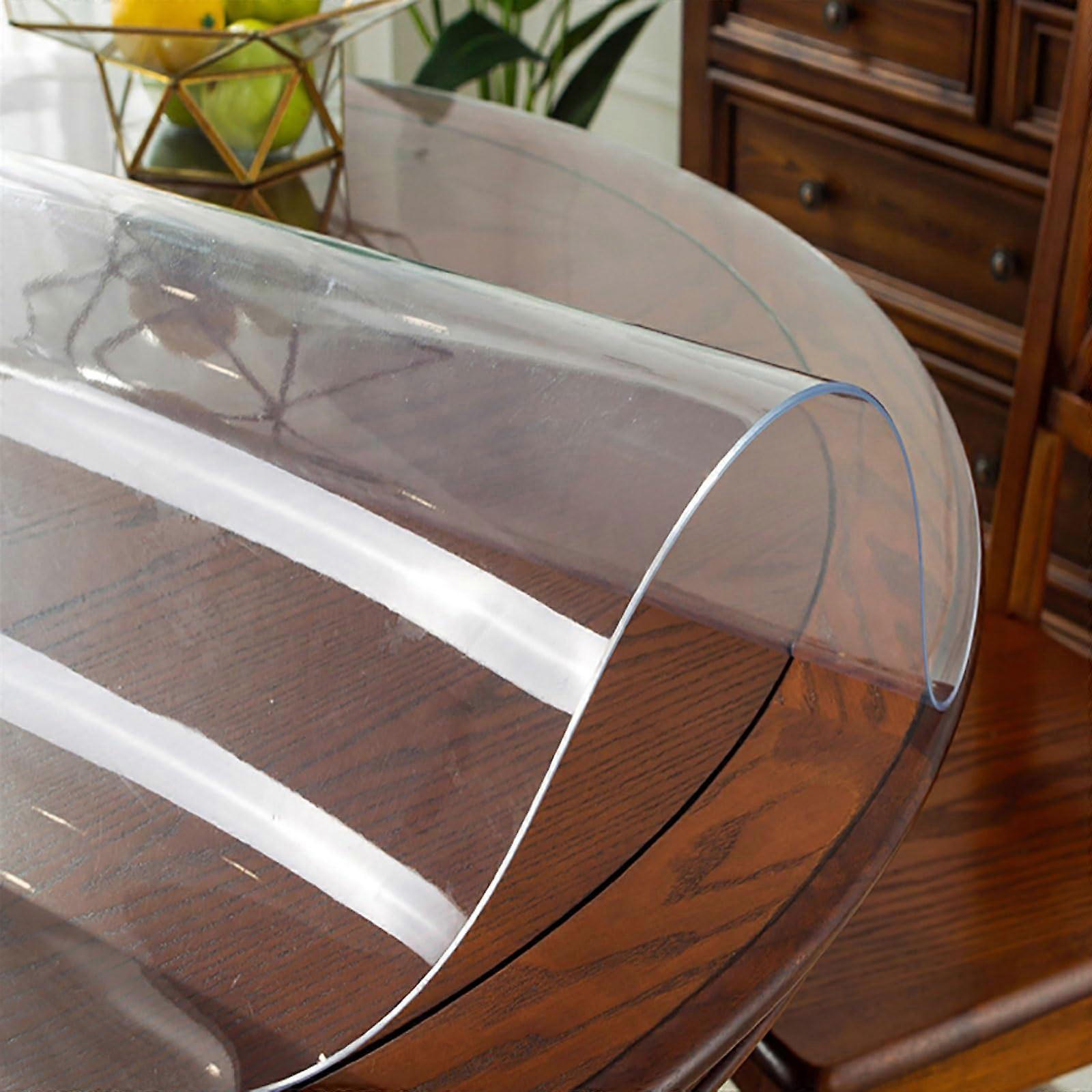Clear Round Table Protector PVC Waterproof ScratchResistant Transparent Pad for Dining 23in