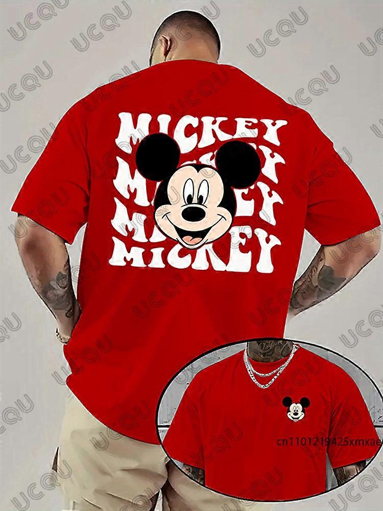 T-shirt manches courtes col rond pour homme, estival et d��contract��, surdimensionn��, en coton, imprim�� Disney Mickey Mouse, 2026