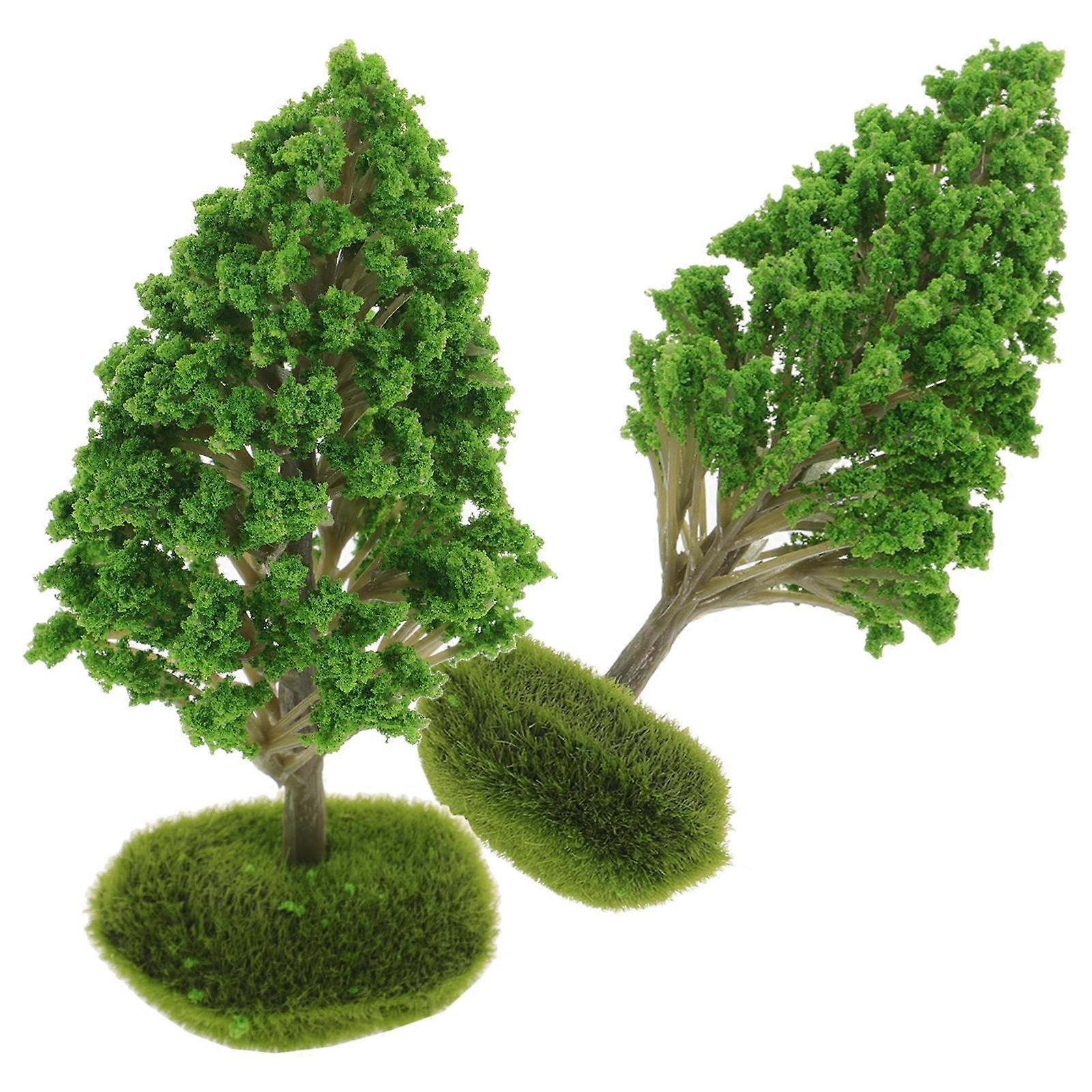 Green Plastic Miniature Diorama Tree Model for Decoration 2Pcs