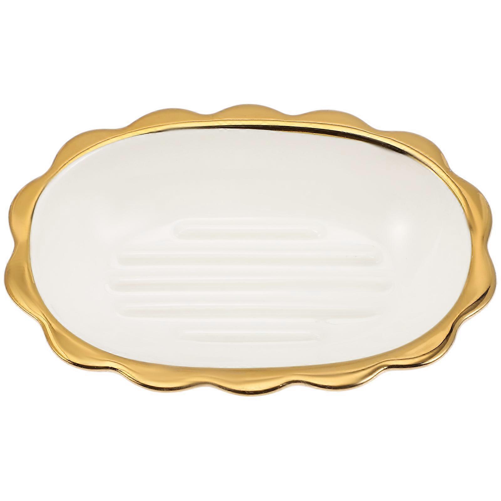 Ceramic Soap Box for Bathroom Use with Modern White Soap Holder