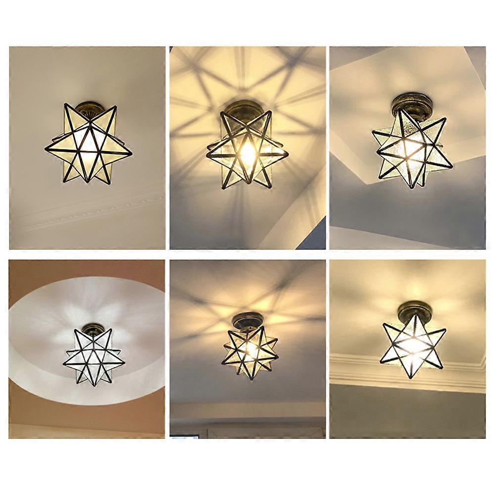 Black Ceiling Light Creative Pentacle Glass Lamp for Indoor Lighting 2Pcs