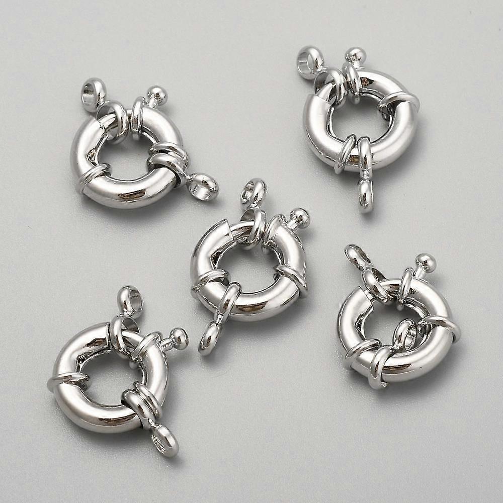 Rack Plating Brass Spring Ring Clasps Real Platinum Plated 13x5mm Hole: 2mm