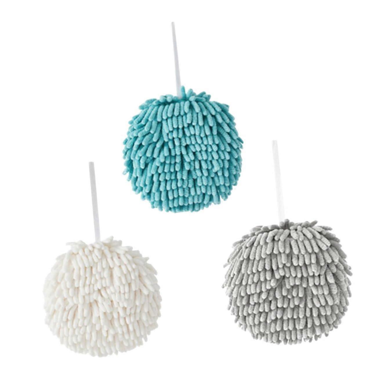 3Pcs Super Absorbent Chenille Hand Towels Quick Dry Fluffy Bathroom and Kitchen Drying Balls