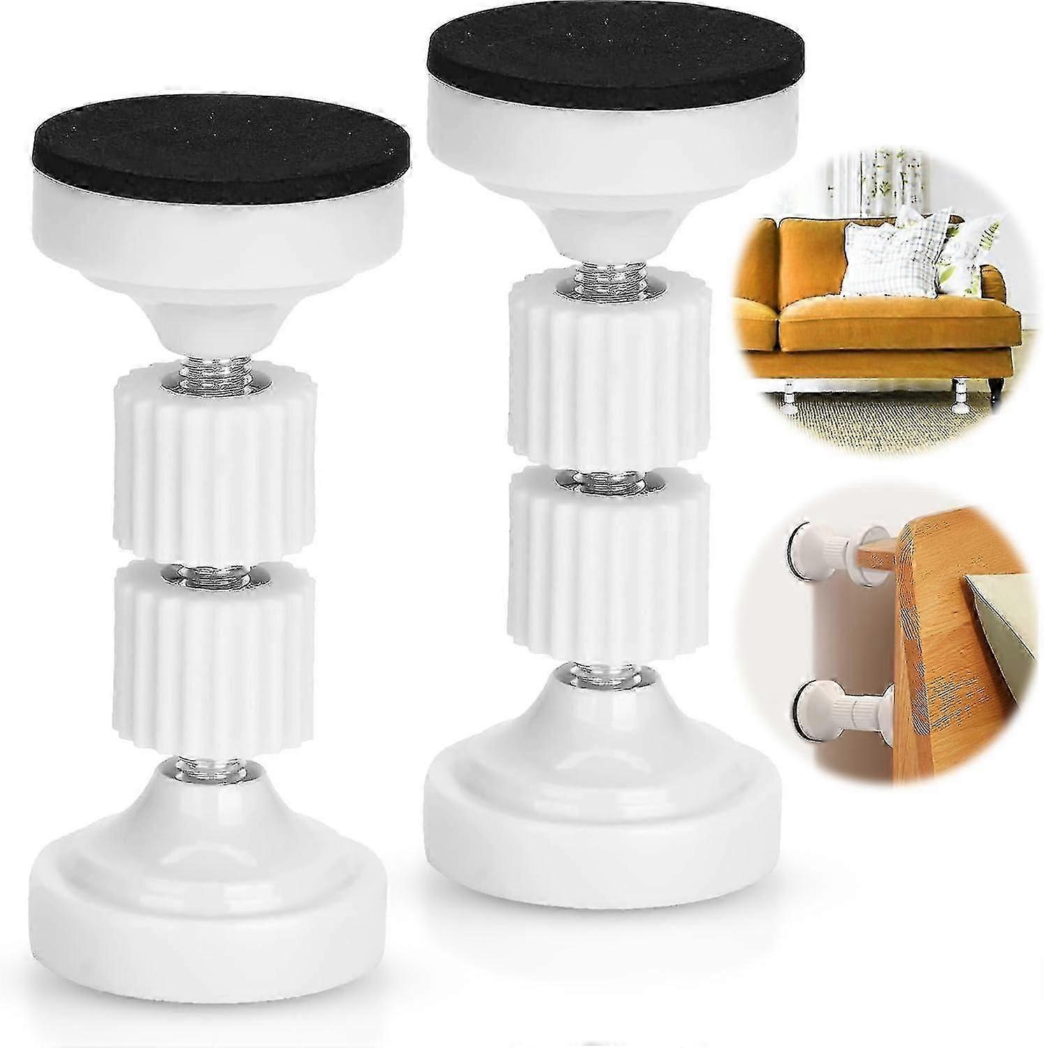 2 Pack White Headboard Plugs, Adjustable Anti-Shake Bed Frame Stabilizers