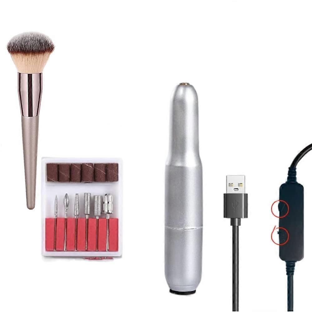 Electric Nail Drill Kit with Bits and Sanding Bands, Variable Speed, Low Noise, USB for Manicure
