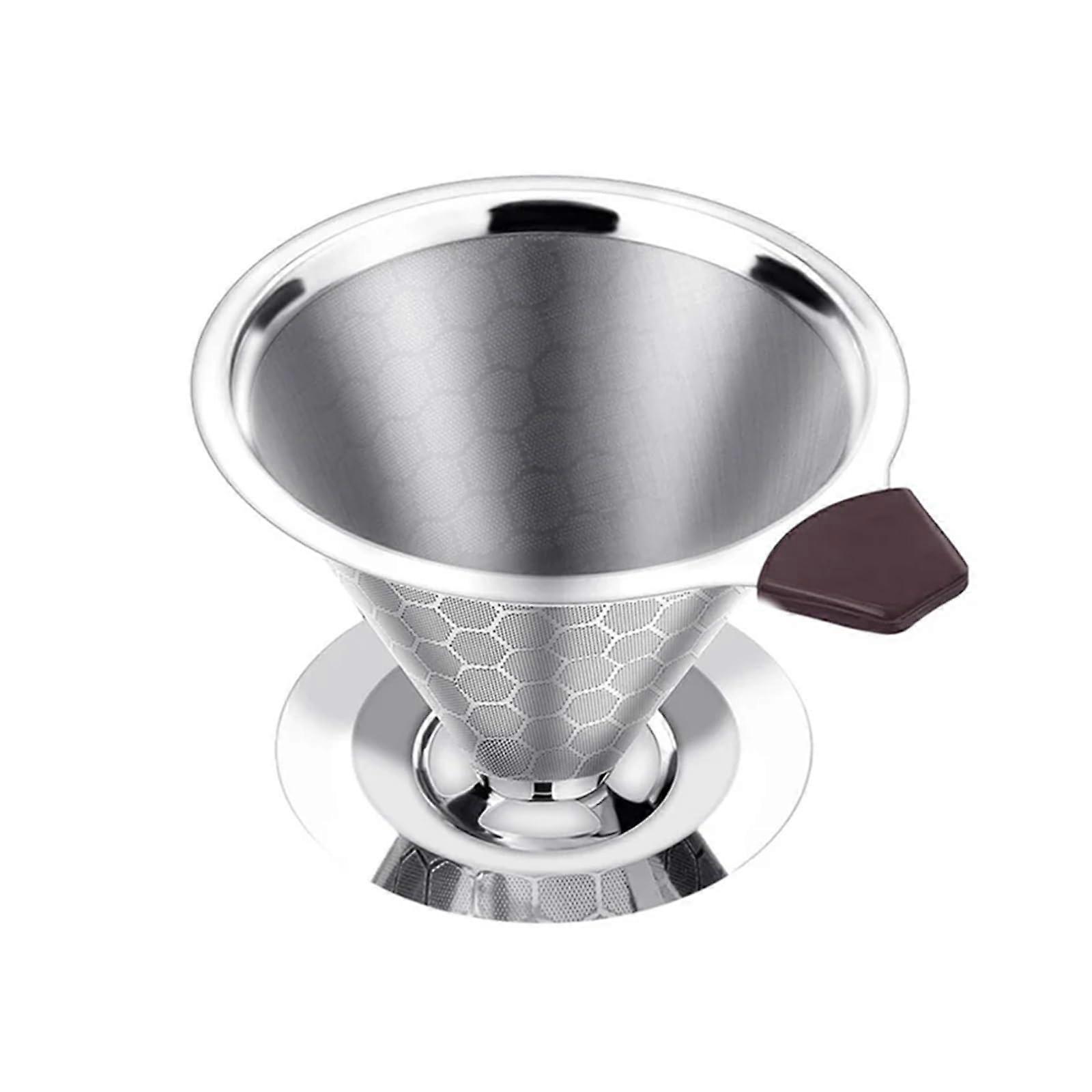 Reusable Pour Over Coffee Filter Stainless Steel Cone Dripper Mesh for 14 Cup Brewing
