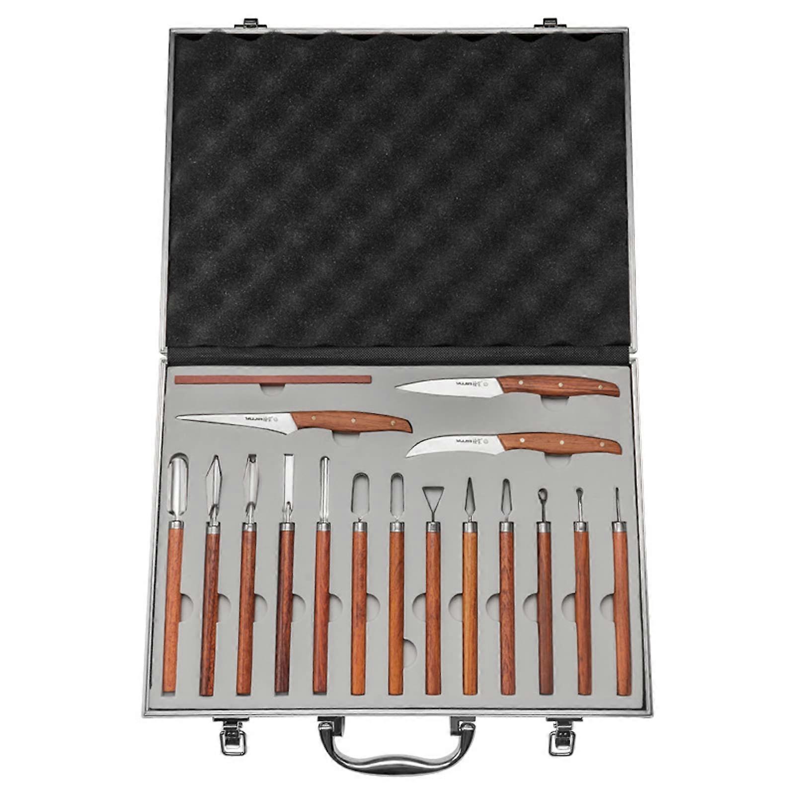 18 PCS Vegetable Fruit Carving Tools Set with Sharp Stainless Steel Blades and Carry Case