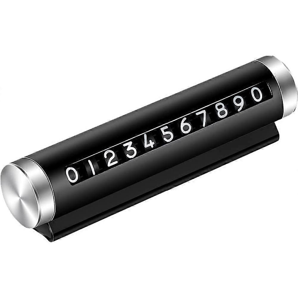 Temporary Parking Card with Rotating Number Plate, Replaceable Car Phone Display, Black
