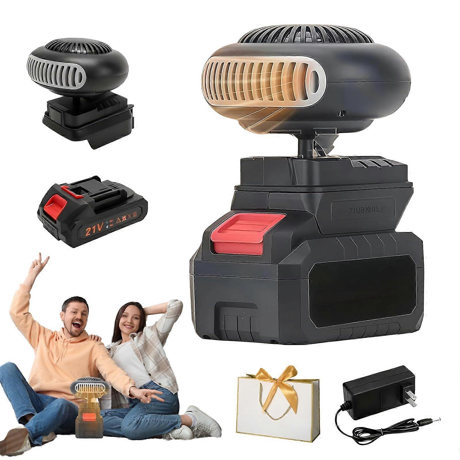 Battery Operated Heater with Rapid Windshield Defogging, Cordless Space Heater for Car Camping