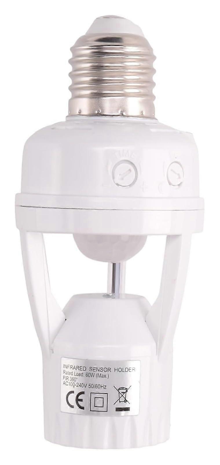 E27 Motion Sensor Light Bulb Holder LED PIR Sensor Lamp Socket 220V with Switch for Indoor Outdoor