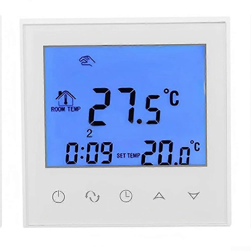 Programmable Thermostat with Large Backlit Touchscreen for Accurate Heating Control AC 230V 16A White