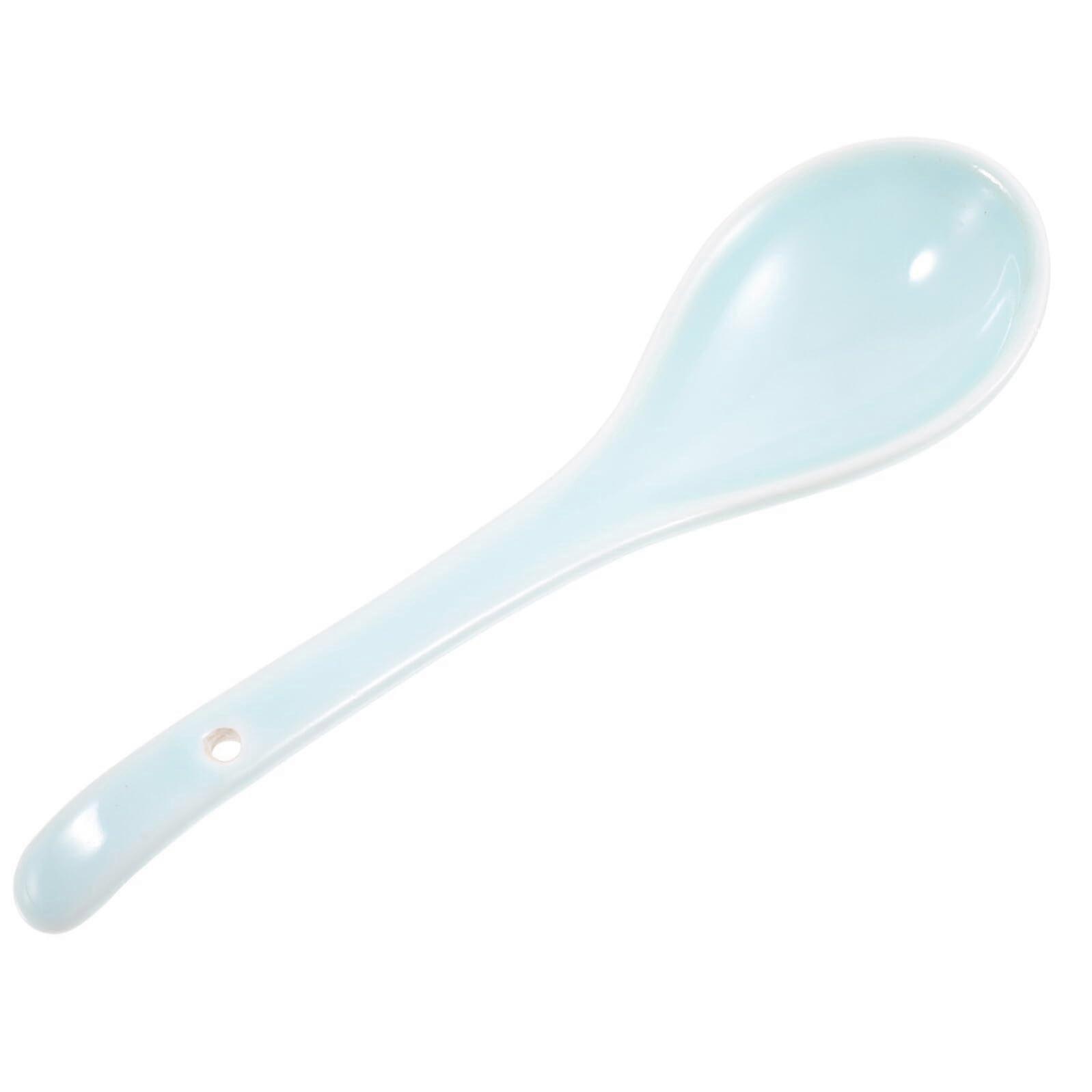 Large Ceramic Soup Spoon HeatResistant EasyClean Asian Style Tableware for Kitchen and Restaurant