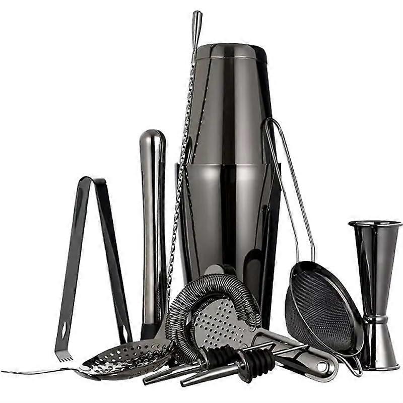 Bartender Kit 11 Piece Set with Black Cocktail Shaker and Professional Bar Tools