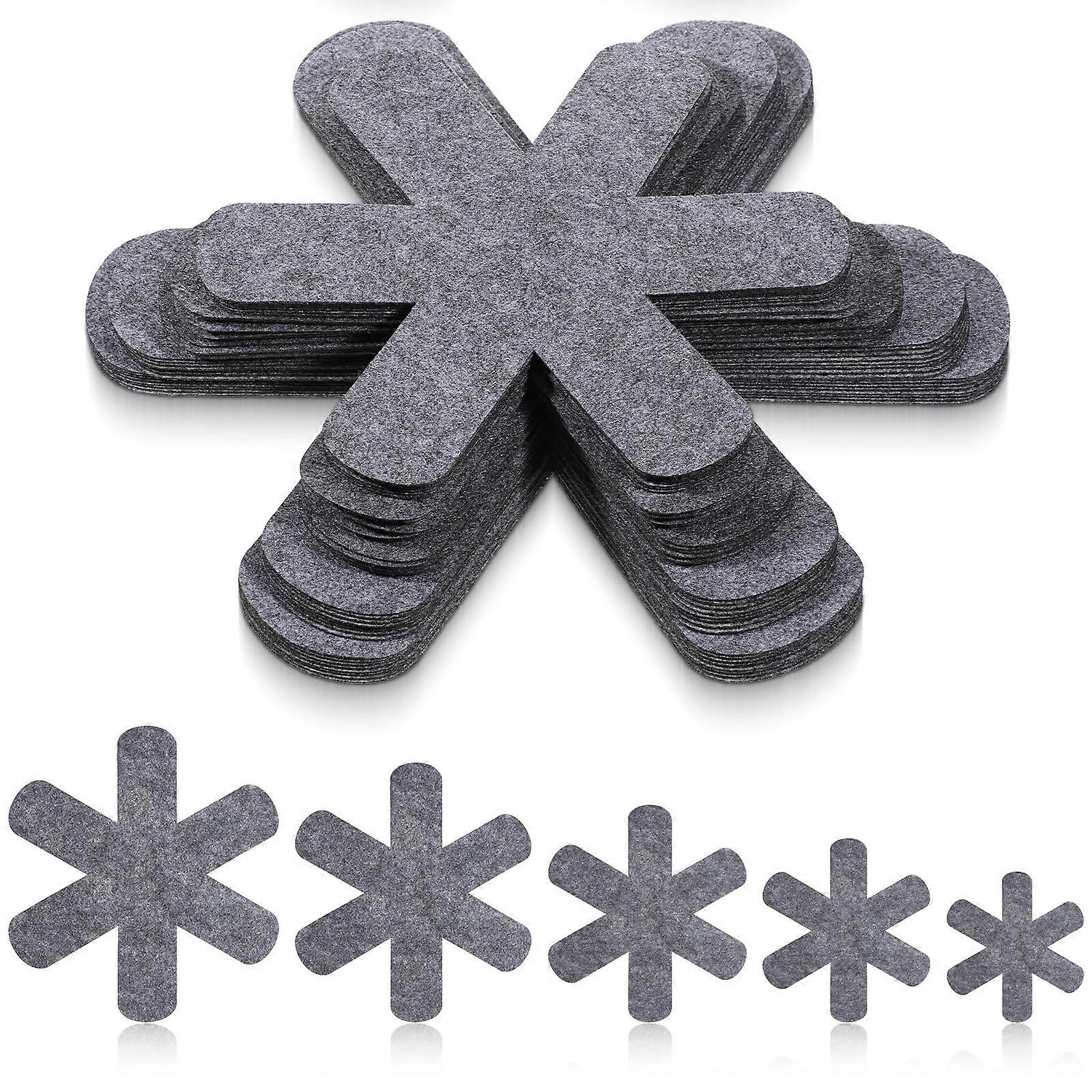 40 PCS Pot and Pan Protectors, 5 Sizes NonSlip Felt Cookware Separators for Scratch Stacking  Grey